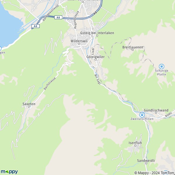 La carte pour la ville de Wilderswil 3800-3815