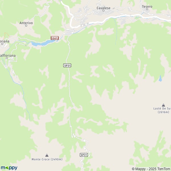 La carte pour la ville de Castello-Molina di Fiemme 38030