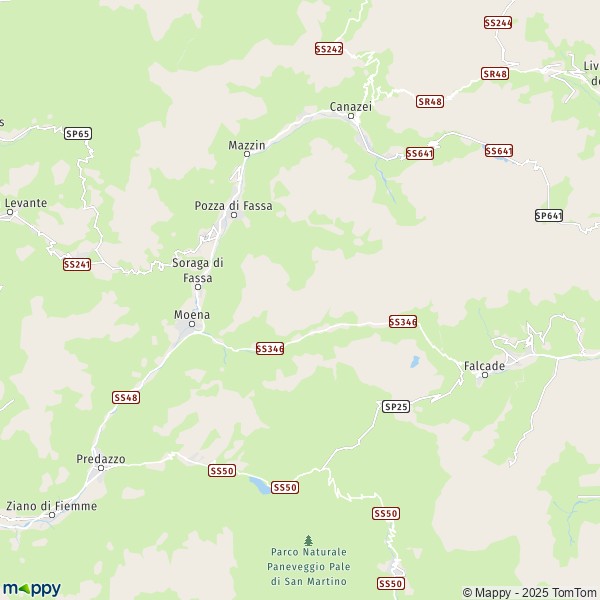 La carte pour la ville de Soraga di Fassa 38030