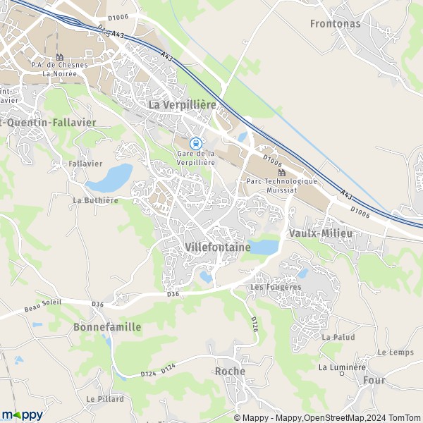 La carte pour la ville de Villefontaine 38090
