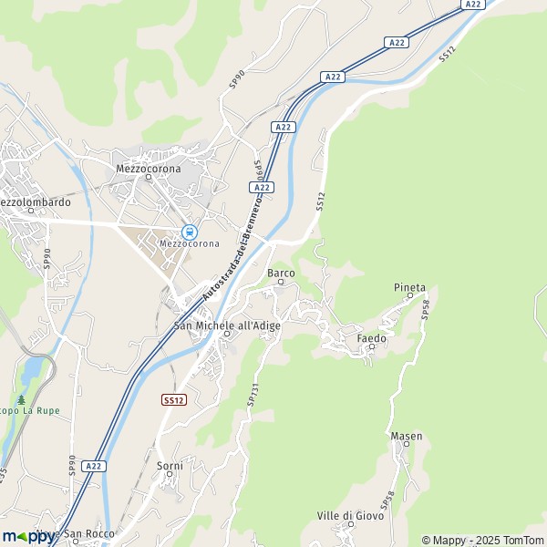 La carte pour la ville de San Michele all'Adige 38098