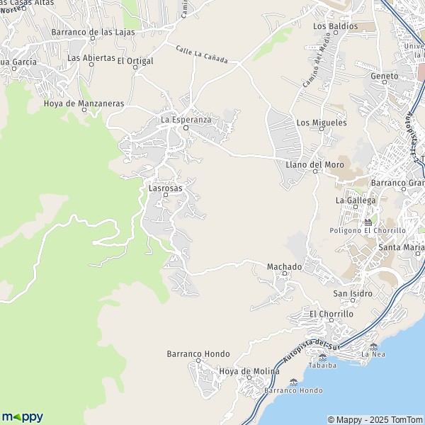 La carte pour la ville de 38107-38359 El Rosario
