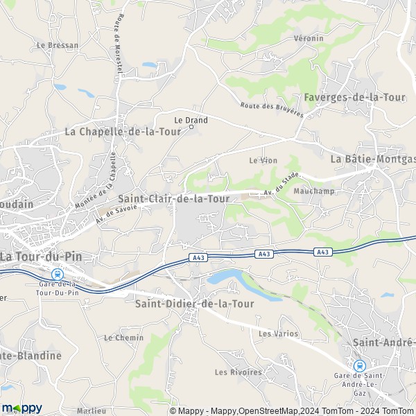La carte pour la ville de Saint-Clair-de-la-Tour 38110
