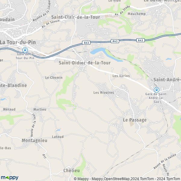 La carte pour la ville de Saint-Didier-de-la-Tour 38110