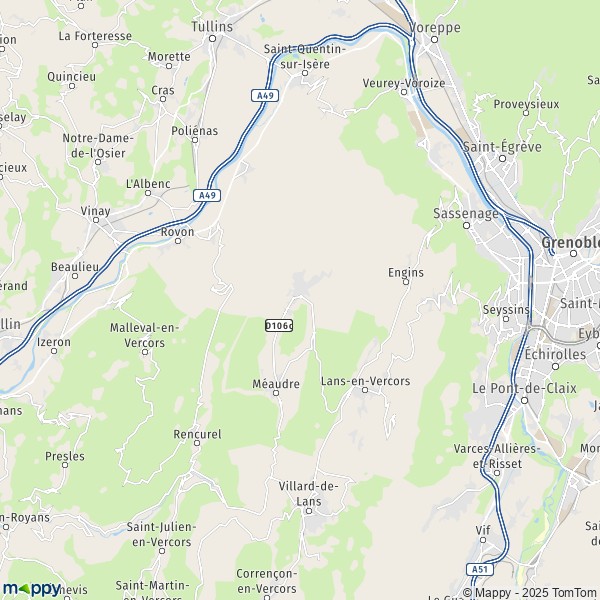 La carte pour la ville de Autrans-Méaudre-en-Vercors 38112-38880