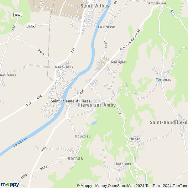 La carte pour la ville de Hières-sur-Amby 38118