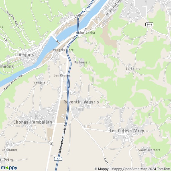 La carte pour la ville de Reventin-Vaugris 38121