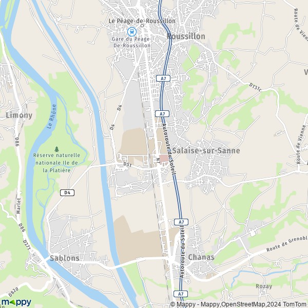 La carte pour la ville de Salaise-sur-Sanne 38150