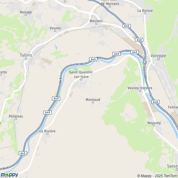 La carte pour la ville de Saint-Quentin-sur-Isère 38210