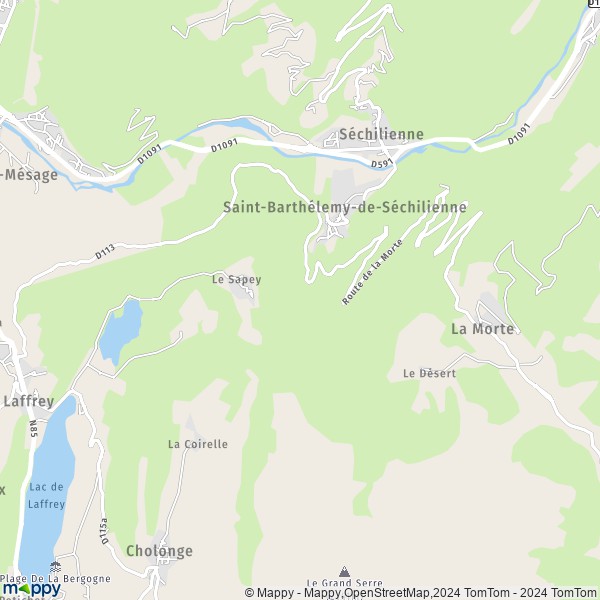 La carte pour la ville de Saint-Barthélemy-de-Séchilienne 38220