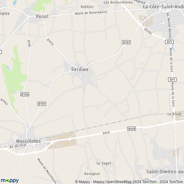 La carte pour la ville de Sardieu 38260