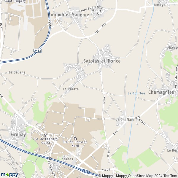 La carte pour la ville de Satolas-et-Bonce 38290