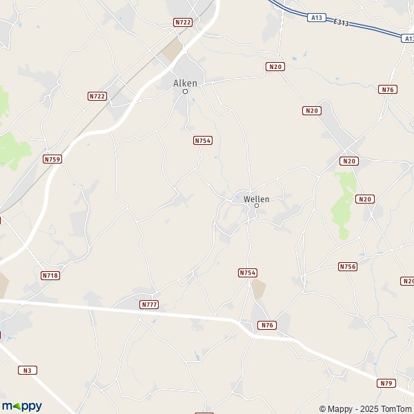 La carte pour la ville de 3830-3832 Wellen