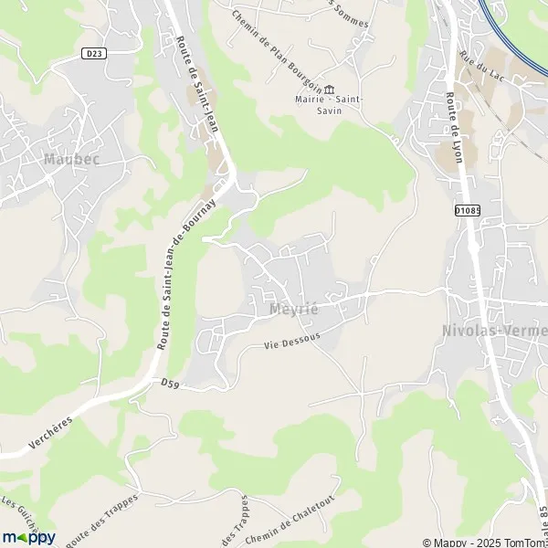 Plan Meyrié carte de Meyrié (38300) et infos pratiques