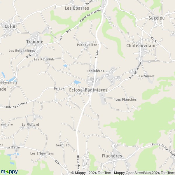 La carte pour la ville de Eclose-Badinières 38300