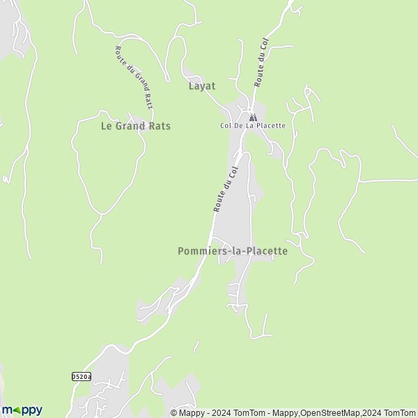 La carte pour la ville de Pommiers-la-Placette, 38340 La Sure-en-Chartreuse