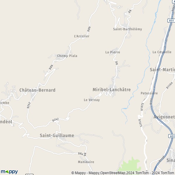 La carte pour la ville de Miribel-Lanchâtre 38450