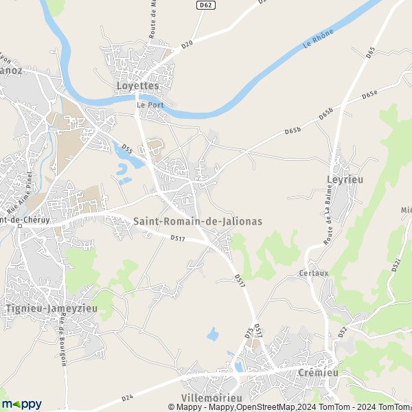 La carte pour la ville de Saint-Romain-de-Jalionas 38460