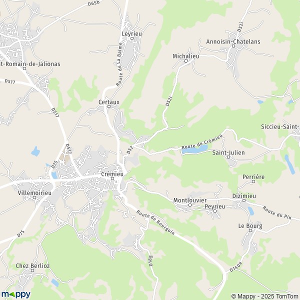 Carte Z.A. Les Triboullières, 38460 Crémieu