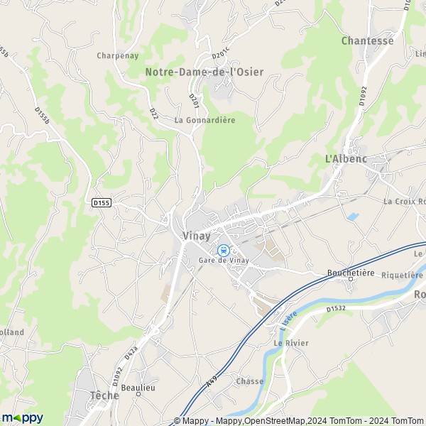 La carte pour la ville de Vinay 38470