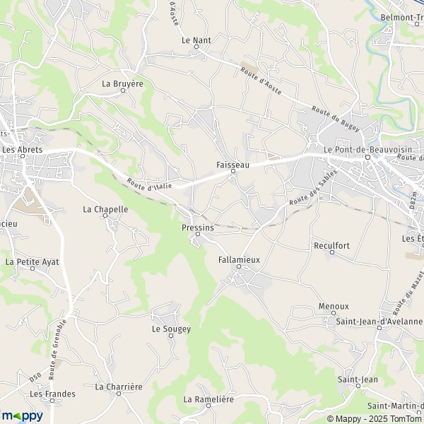 La carte pour la ville de Pressins 38480