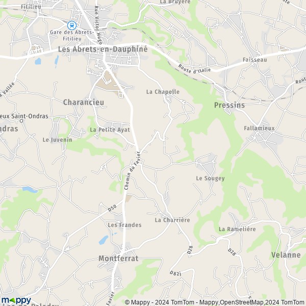 La carte pour la ville de La Bâtie-Divisin, 38490 Les Abrets-en-Dauphiné