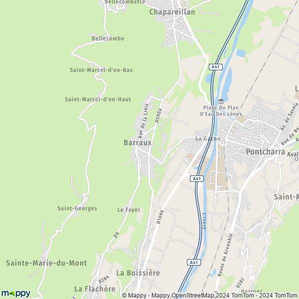 La carte pour la ville de Barraux 38530