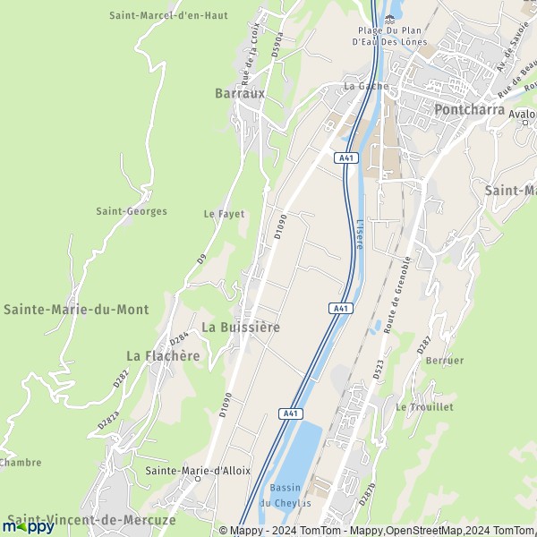 La carte pour la ville de La Buissière 38530