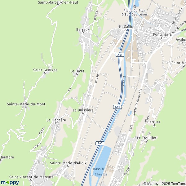 La carte pour la ville de La Buissière 38530