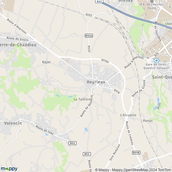La carte pour la ville de Heyrieux 38540