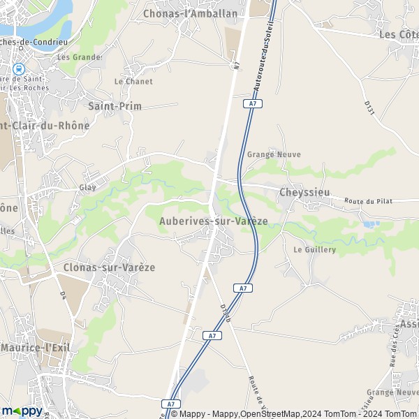 La carte pour la ville de Auberives-sur-Varèze 38550
