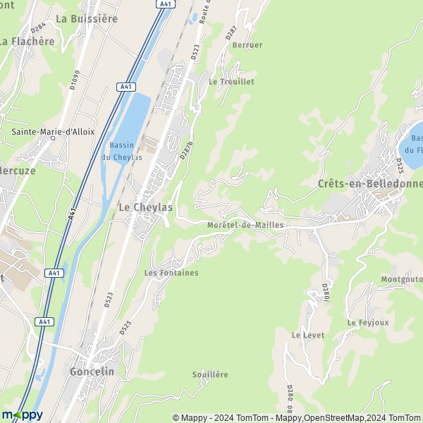 La carte pour la ville de Morêtel-de-Mailles, 38570 Crêts-en-Belledonne