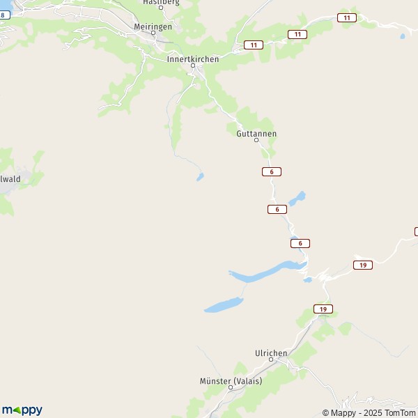 La carte pour la ville de Guttannen 3864