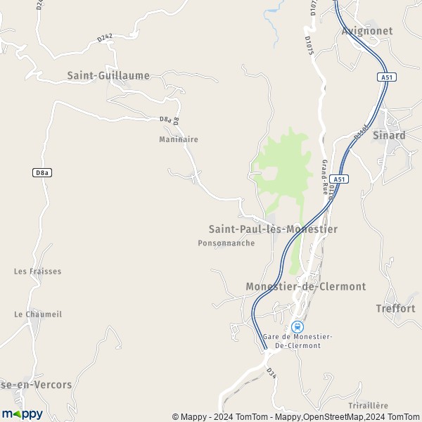 La carte pour la ville de Saint-Paul-lès-Monestier 38650