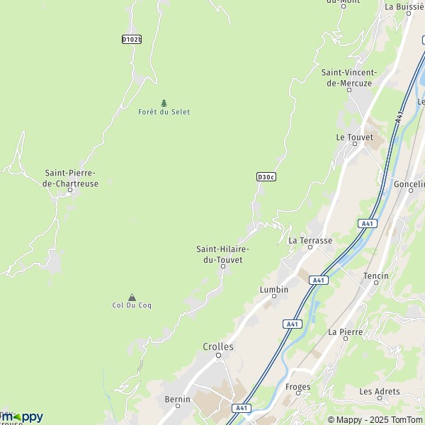 La carte pour la ville de Saint-Hilaire-du-Touvet, 38660 Plateau-des-Petites-Roches