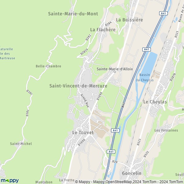 La carte pour la ville de Saint-Vincent-de-Mercuze 38660