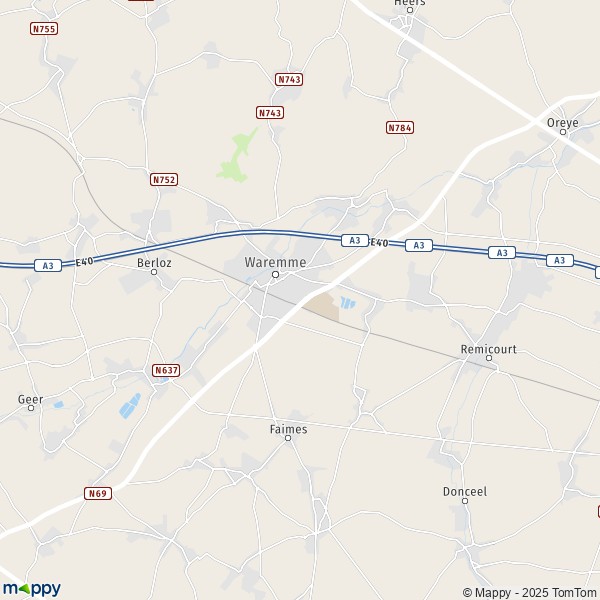 La carte pour la ville de 3870-4317 Waremme