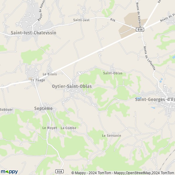 La carte pour la ville de Oytier-Saint-Oblas 38780