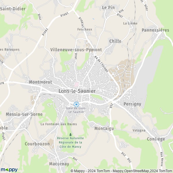 La carte pour la ville de Lons-le-Saunier 39000