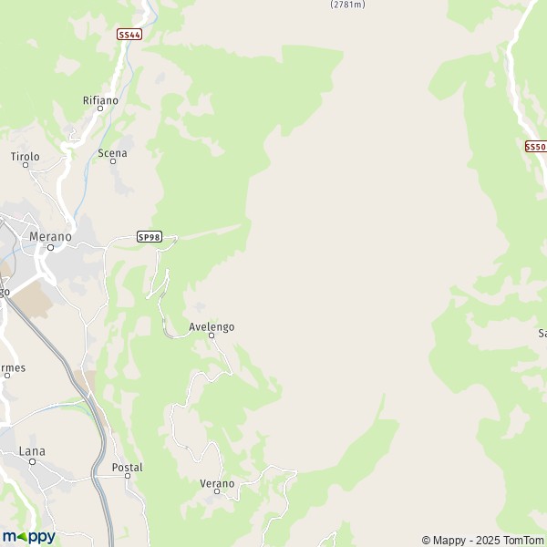 La carte pour la ville de Avelengo 39010