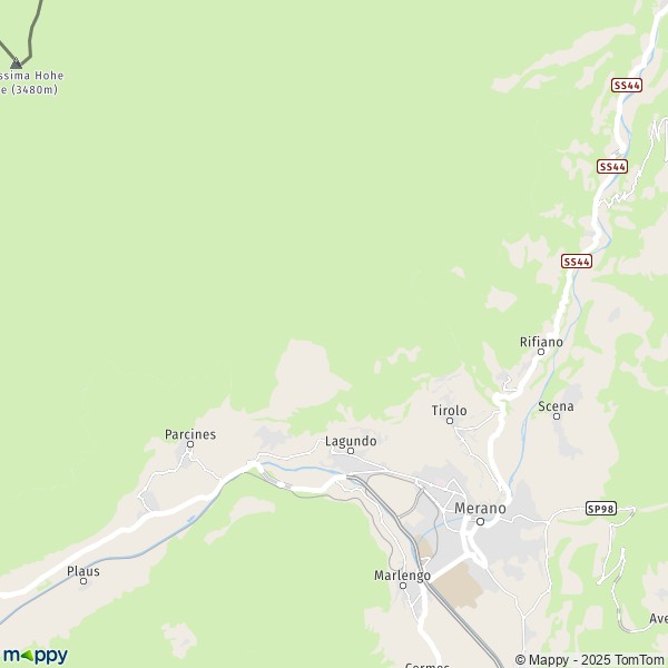La carte pour la ville de Tirolo 39019