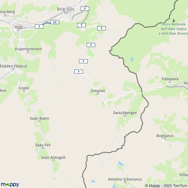 La carte pour la ville de Simplon 3907