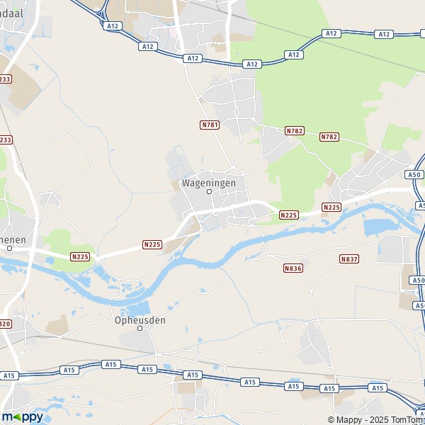 La carte pour la ville de Wageningen 3911-6721