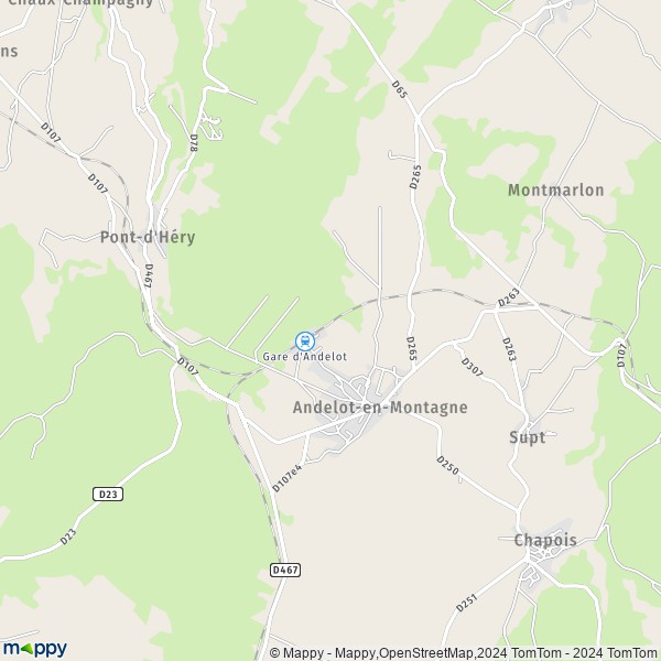 La carte pour la ville de Andelot-en-Montagne 39110