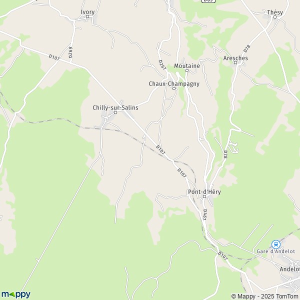 La carte pour la ville de Chaux-Champagny 39110