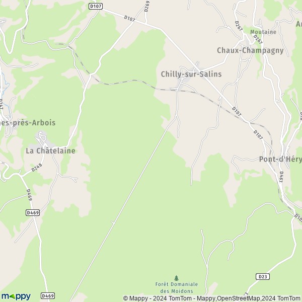 La carte pour la ville de Chilly-sur-Salins 39110