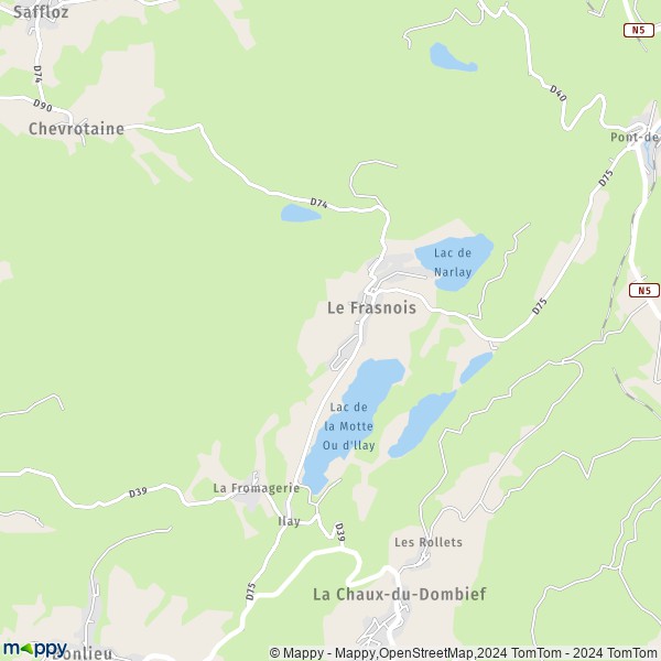 La carte pour la ville de Le Frasnois 39130