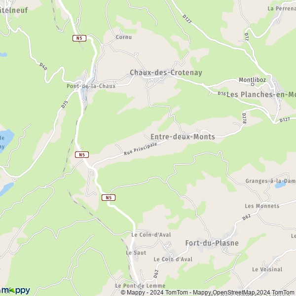 La carte pour la ville de Entre-deux-Monts 39150