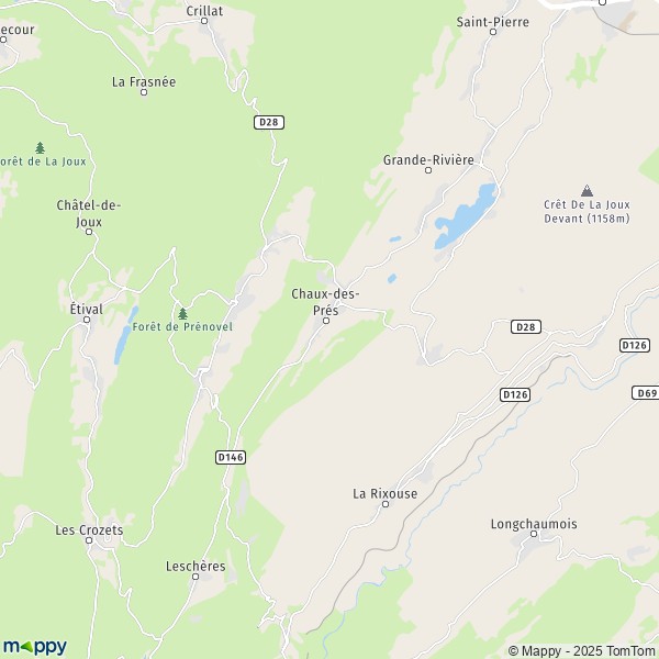 La carte pour la ville de Chaux-des-Prés, 39150 Nanchez