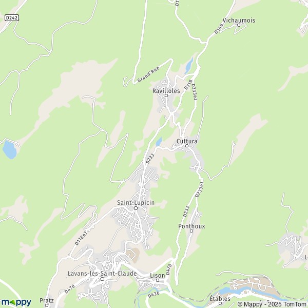 La carte pour la ville de Cuttura, 39170 Coteaux-du-Lizon